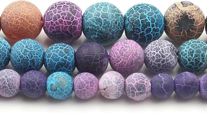 48pcs Natural Matte Colorful Oxidized Gemstone Beads，8mm Frosted Round Loose - Image 5