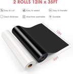 HTVRONT HTV Vinyl Rolls Black HTV and White Heat Transfer Vinyl 12" x 35ft | - Image 3