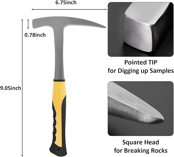 25 PCS Geology Rock Pick Equipment Kit, 28 oz. Rock Pick Hammer - Image 2
