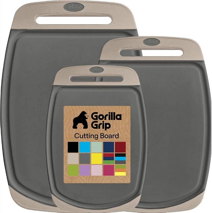 GORILLA GRIP BPA-Free Reversible Kitchen Cutting Board Set of 3, US Designed by Unknown