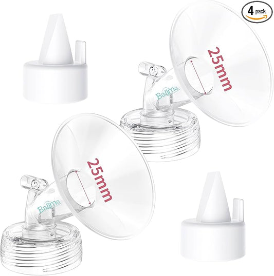 Electric Breast Pump Parts Compatible with Spectra S1/S2/9 Plus, 2Pcs Duckbill Valves and 2Pcs 25mm Flange (Not Original Spectra Accessories)