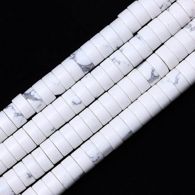 Natural Stone Heishi Beads for Necklace Making, 4 mm x 6 mm Small Flat Round by YUGDRUZY
