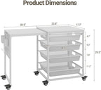 Craft Table with Wheels & Drawer, Extendable Cart with Pegboard, Arts and - Image 2