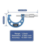 HDLNKAK Outside Micrometer, 1-2" Machinist Micrometer, 0.0001" Graduation - Image 2