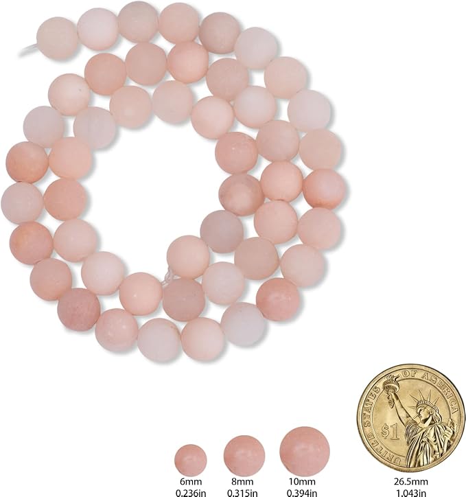 48pcs Natural Matte Light Pink Aventurine Gemstone Beads，8mm Frosted Round - Image 2