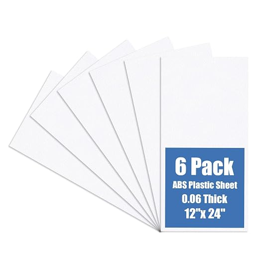 Plastic Sheet 12" x 24" x 0.06", Abs Plastic Sheets 6 Pack by KINLINK