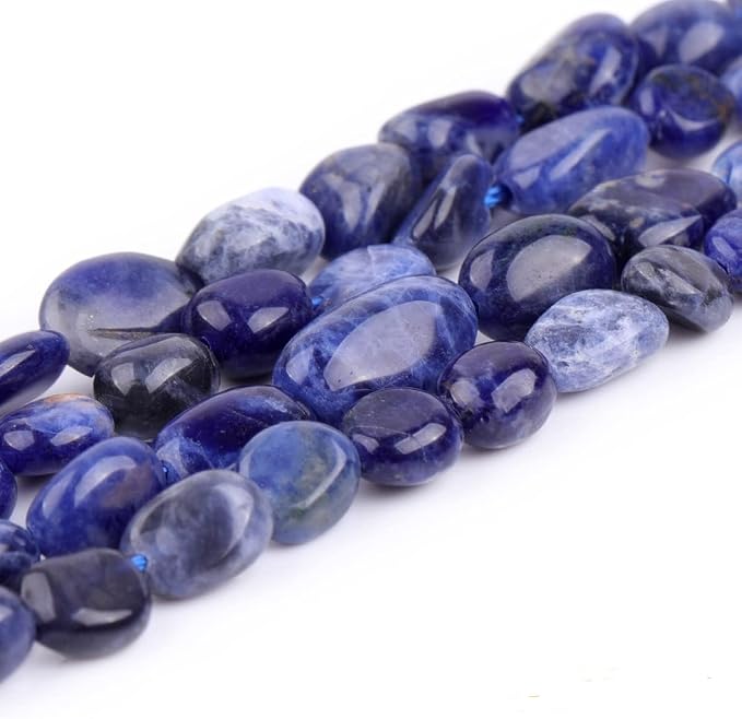 HAAMIIQII Natural Blue Sodalite Pebble Stone 5-8mm Small Irregular Freeform - Image 3
