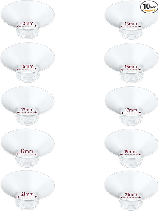 Flange Insert 10PCS 13/15/17/19/21mm*2 Compatible with Momcozy M9/M6/M5/S12 Pro/V1 Pro/V2 pro, Spectra/Medela/Elvie/NCVI/TSRETE/eufy/Lansinoh/Paruu/MomMed Breast Pump 24mm Shields/Flanges