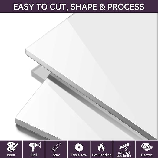 White Acrylic Sheet 12" x 16" x 1/8", 2 Pack ALCCIFI 38% Translucent Glossy - Image 5