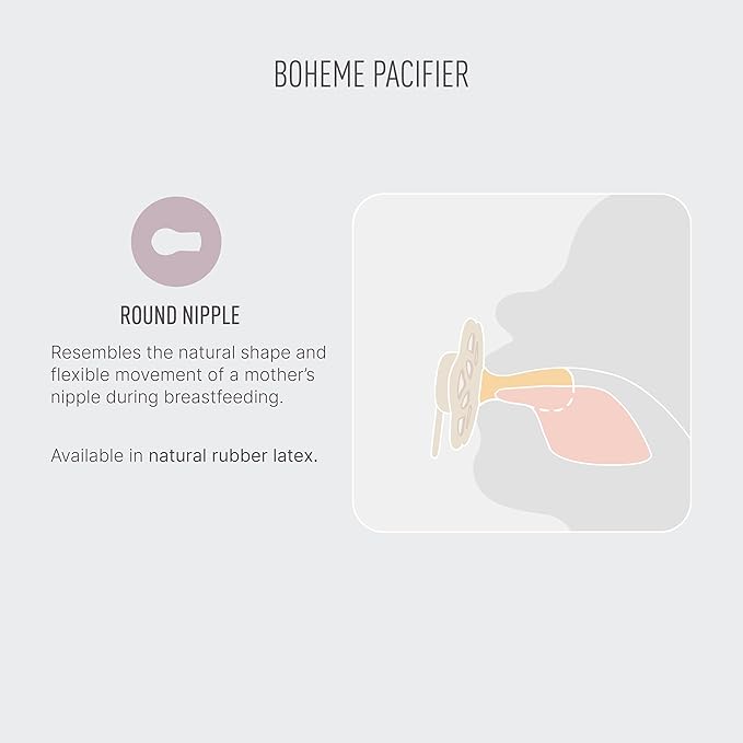 Bibs Pacifiers 6-18 Months | Boheme Collection 2-Pack | BPA-Free Round Nipple | Made in Denmark | Violet Sky/Mauve Color Pacifier