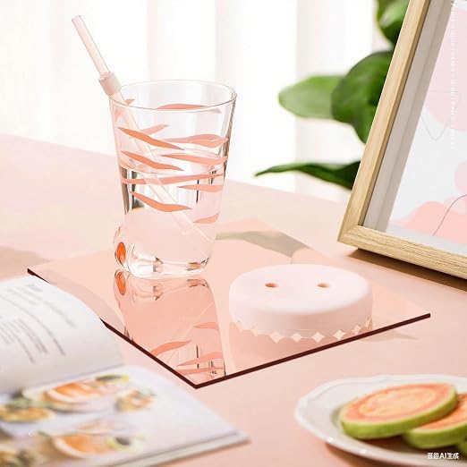 2 Pcs 12 x12 Inch Rose Acrylic Mirror Sheet, 1/8 Inch Thick Opaque Glossy Mirror - Image 5