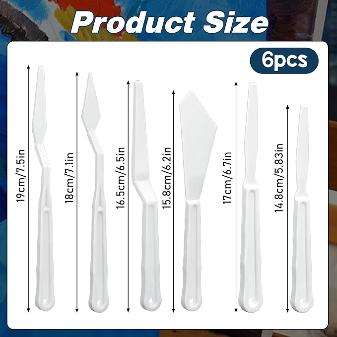 6Pcs Plastic Spatula Palette Knives, Palette Knife Set Thin and Flexible Art - Image 2
