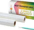 HTVRONT Heat Transfer Vinyl White HTV Rolls, 2 Rolls 12" x 20ft | White Iron on by HTVRONT