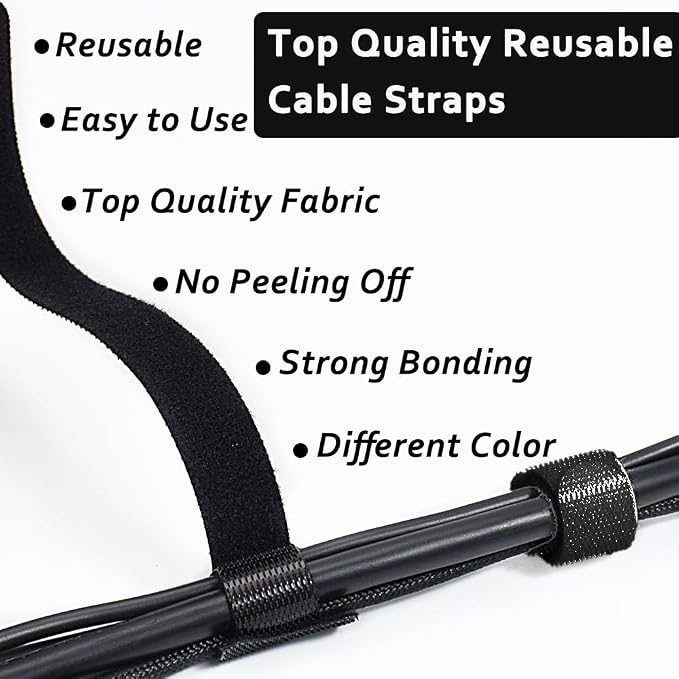 70pcs Cable Ties Reusable Black Wire Ties Cable Management Cord Ties Reusable - Image 5