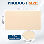 MECCANIXITY 3 Pcs Basswood Sheets 12 x 8 x 1/16 Inch Unfinished Wood Boards - Image 2