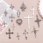 WOCRAFT 120pcs Antique Silver Cross Charms - Image 3