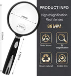 Feosky Handheld Reading Magnifier, 90mm Shatterproof Lens, Non-Slip Handle - Image 2