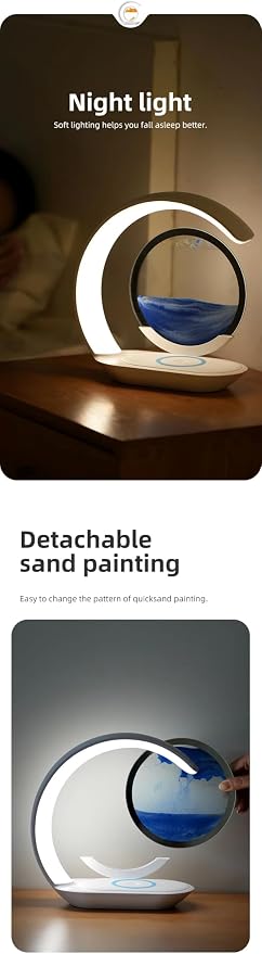 LED Table Lamp with Wireless Charging, Crescent Moon Design - Image 5