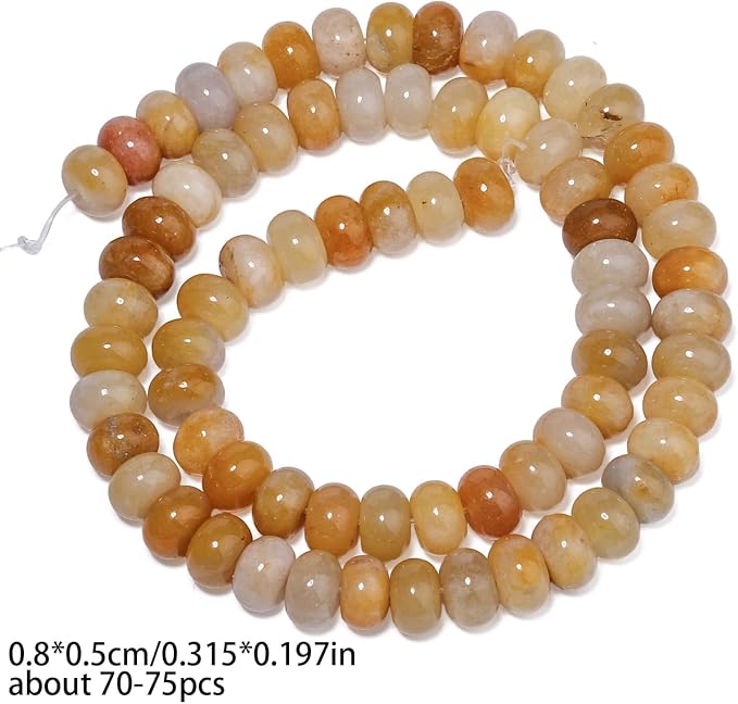 Songxi 5x8mm Natural Yellow Jade Stone Rondelle Beads, Gemstone - Image 2