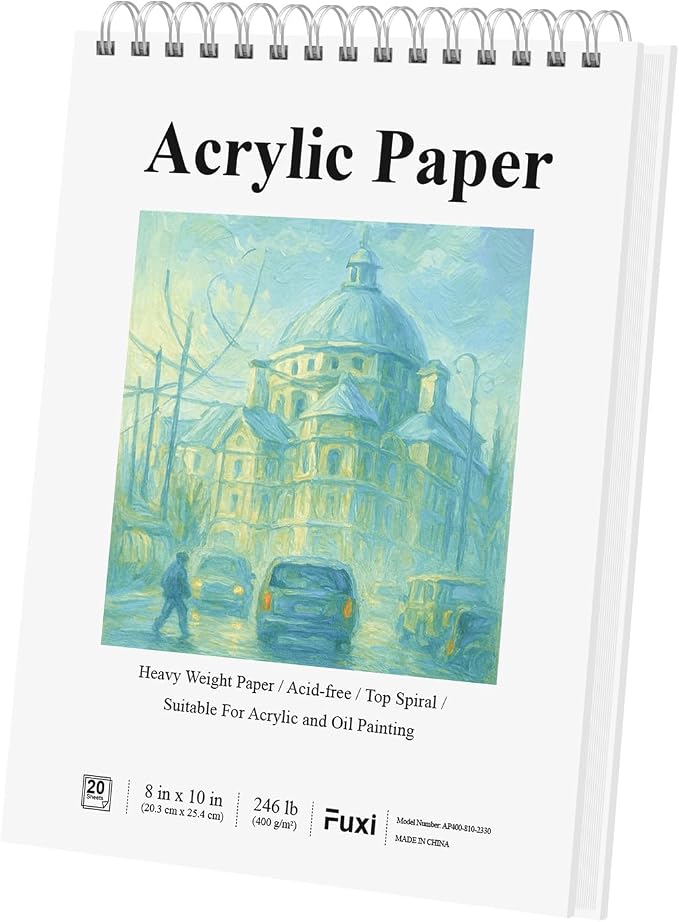 Fuxi 8x10 Sketchbook for Acrylic Paint, 246 lb/ 400gsm Thick Paper for Painting by SketchBook