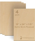 3 mm Baltic Birch Plywood 1/8 x 18 x 24 Inch, Box of 4 B/BB Grade Craft Wood by Woodpeckers