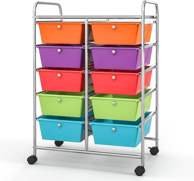 Giantex 10 Drawers Rolling Cart, Classroom Organizers, Storage Cart - Image 10