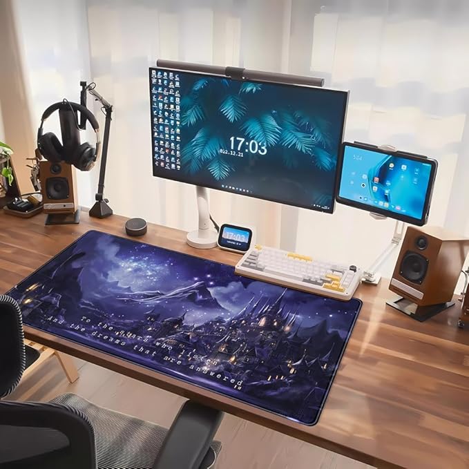 Night Purple Desk Mat Dark Academia Anime Computer Desk Keyboard Mat, 31.5 X - Image 7