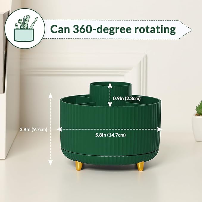 SKYDUE 360 Degree Rotating Desk Organizer, Dual-Purpose Pencil Pen Holder - Image 2