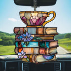 Floral Books and Tea Acrylic Suncatcher Stained Glass Effect Window Car Hanging - Image 5