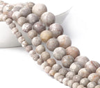 6mm Matte Flowery Cowry Fossil Bead, 15-Inch Matte Round Loose Stone Beads - Image 6