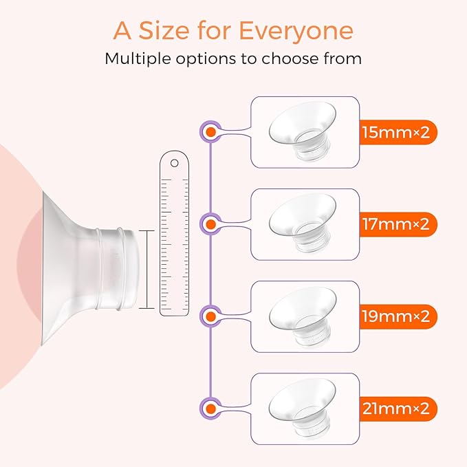 Flange Inserts 19mm 6PCS - Compatible with Momcozy M5/M6/S12 Pro/S9 Pro/V1/V2,Spectra,Medela,Elvie,Lansinoh 24mm Flange - Breast Pump Replacement Pump Parts - BPA Free Silicone,6 Pack