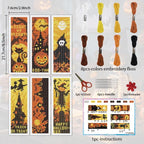INFUNLY Halloween Cross Stitch Bookmarks Kit Evil Pumpkin Handmade Cross Stitch - Image 2