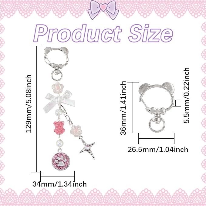 SUNNYCLUE 1 Box DIY 6 Sets Bear Bag Charms Keychain Making Kits Colorful Little - Image 3