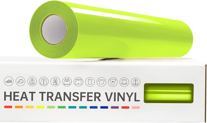 VinylRus Heat Transfer Vinyl-12” x 20ft Neon Yellow Iron on Vinyl Roll by VinylRus