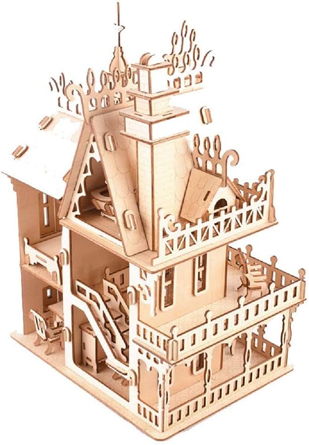 3D Puzzle House, Fantasy Villa Model Kit DIY Miniature Dolls House Kits - Image 5