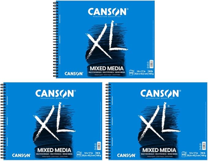 Canson XL Series Mix Media Pad, 98 lb., 60 Sheets/Pad, 180 Sheets Total by Canson