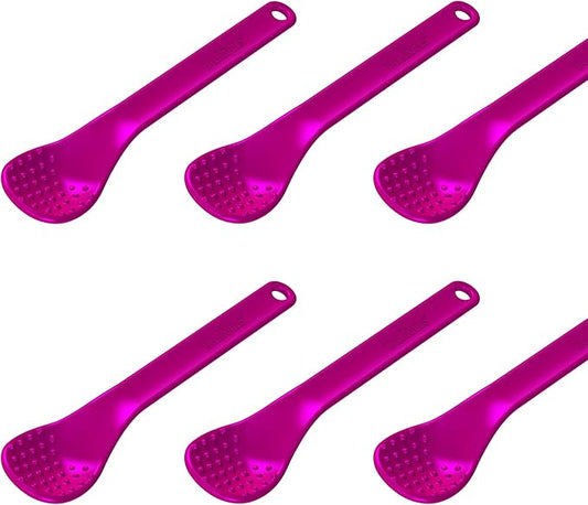 TalkTools Magenta Spoons Bumpy | Silicone Self-Feeding Utensils Set for Kid and Toddler | Encourages Lip Closure | Oral Awareness | Normalize Food Texture Acceptance (Bumpy, 6 Pack)