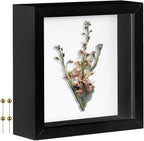 Black 5x5 Shadow Box Display Frame, Premium Linen Backboard and Included by Unknown