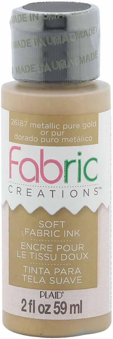 Fabric Creations Fabric Ink in Assorted Colors, Metallic Pure Gold, 2 Fl Oz by Fabric+Creations