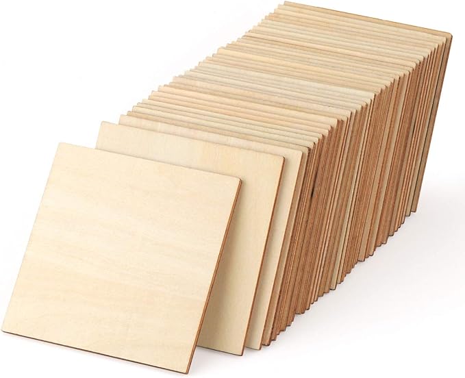ilauke Wood Squares 4x4 Inch, Laser Cutting, Wood Burning, Scrabble Tiles by Visittheilauke