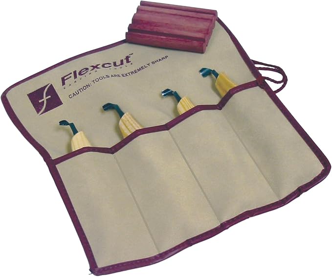 Flexcut Wood Carving Tools | Right-Handed Scorp Set of 4 | Razor-Sharp 1095 by Flexcut