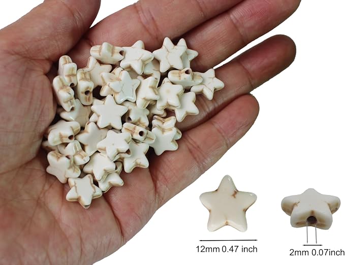 Turquoise Star Beads Bulk for Jewelry Making 300pcs 8 * 12mm White Natural - Image 2
