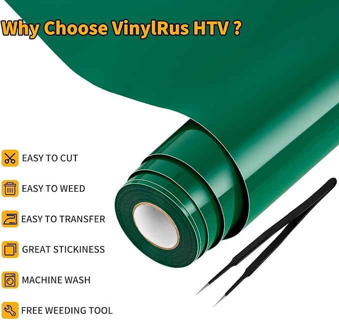 VinylRus Heat Transfer Vinyl-12” x 25FT Iron on Vinyl Roll - Image 3