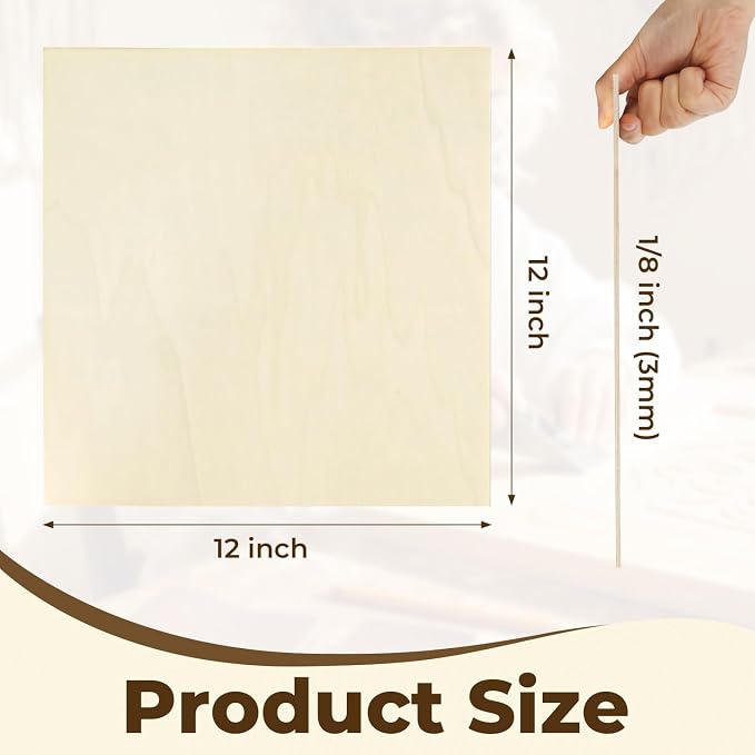36 Pack Basswood Plywood Sheets 12"x12"x1/8", Basswood - Image 2