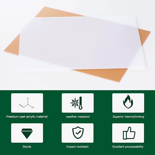 UU&FIL White Acrylic Sheets 12" x 16"x 1/8", 2 Pack 38.7% Translucent White - Image 4