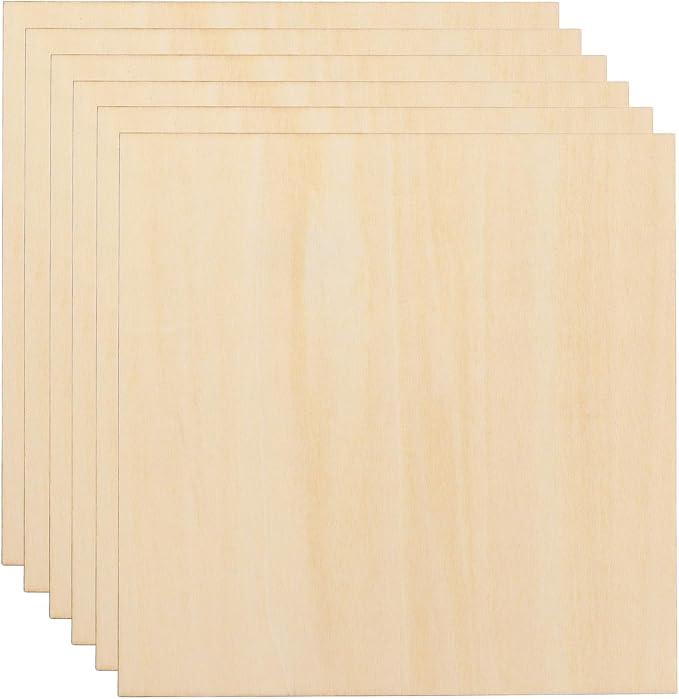 HARFINGTON 6pcs 2mm Basswood Plywood Sheets 6" x 6" x 3/32" Thin Unfinished by HARFINGTON