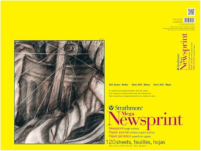 Strathmore 300 Series Tape Bound Newsprint Pad, 32 lb. Rough Paper, 24 X 36 by StrathmorePaper