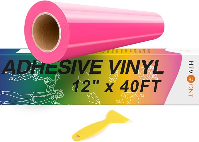 HTVRONT Neon Pink Permanent Vinyl, Glossy Adhesive Vinyl Roll | by HTVRONT