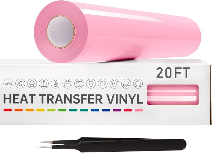 VinylRus Heat Transfer Vinyl-12” x 20ft Pink Iron on Vinyl Roll by VinylRus