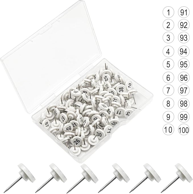 ELANE 100 Pcs Numbered Thumb Tacks by ELANE